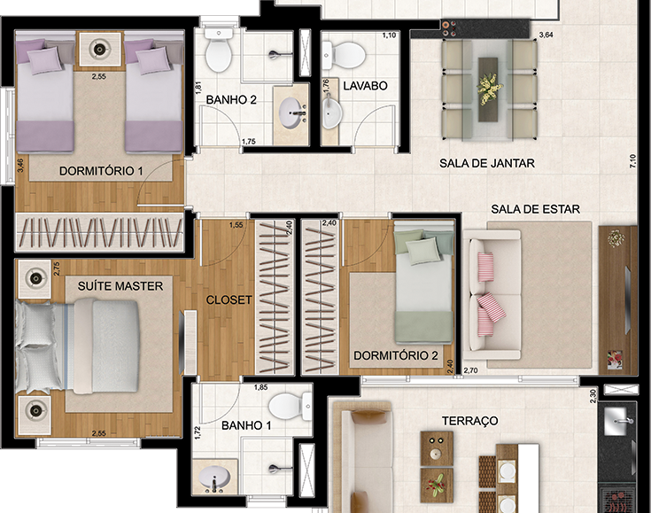 Residencial Cidade Maia - EZTEC - 2 a 4 Dorms. 68 a 154 m²