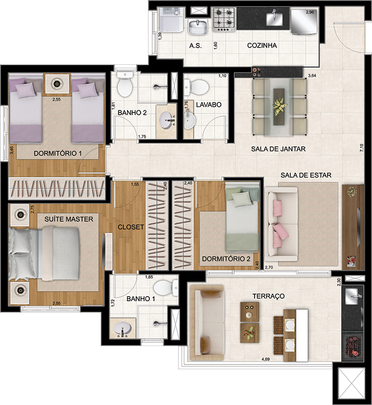 Residencial Cidade Maia - EZTEC - 2 a 4 Dorms. 68 a 154 m²